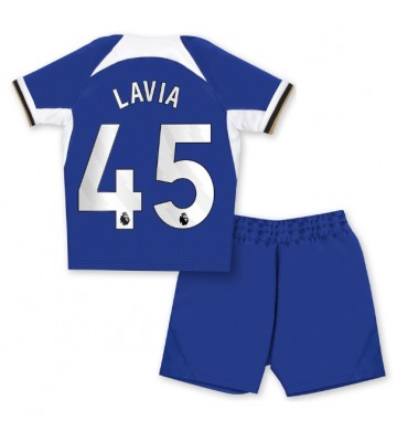 Chelsea Romeo Lavia #45 Hemmakläder Barn 2023-24 Kortärmad (+ Korta byxor)